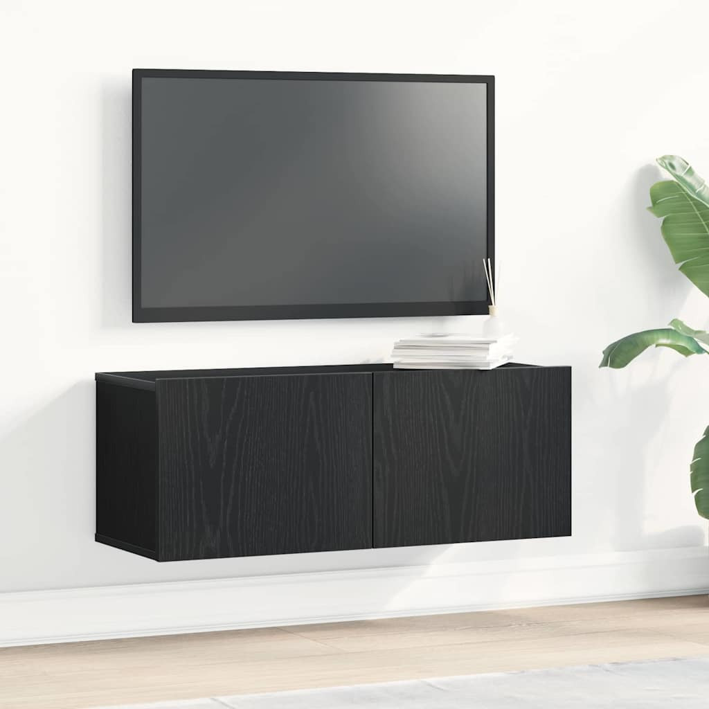 vidaXL TV-Schränk 2 pcs Schwarz Eichen-Optik 80 x 30 x 30 cm