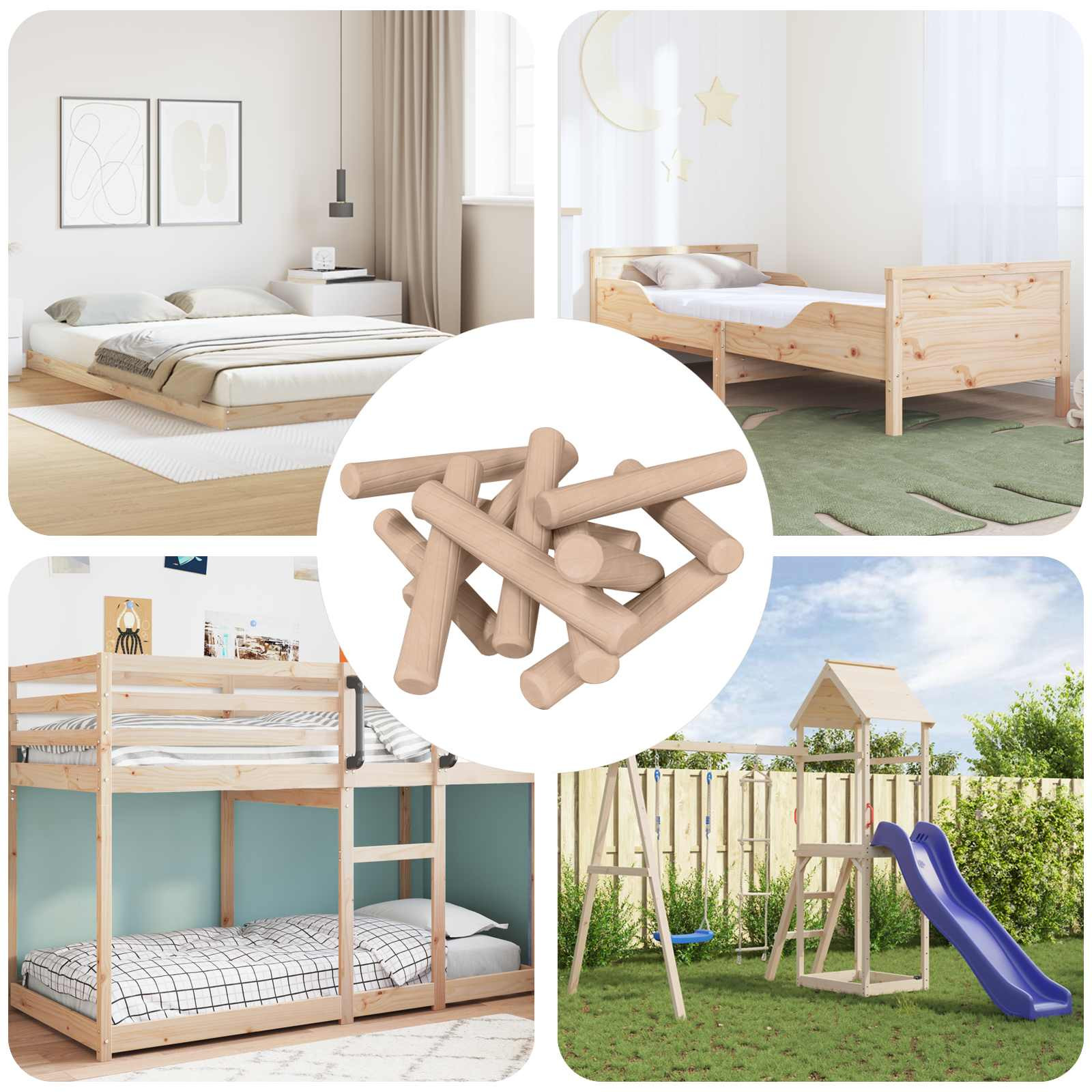 vidaXL Holzdübel 12 pcs Braun Ø6 x 40 mm Massivholz