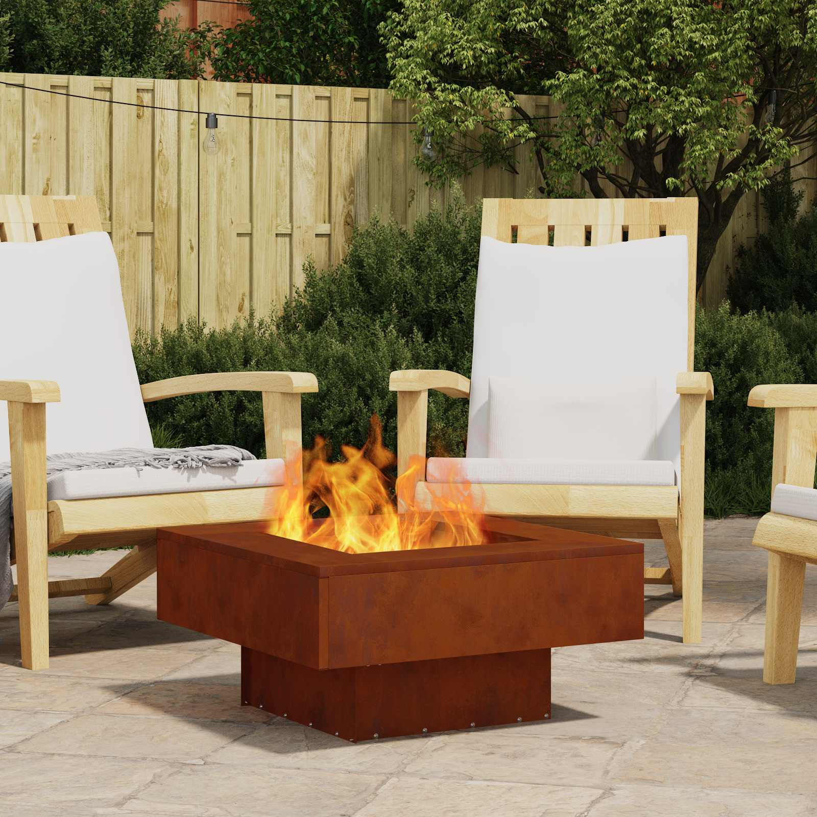 vidaXL Feuerstelle Rostig 60 x 60 x 30 cm Wetterfeststahl