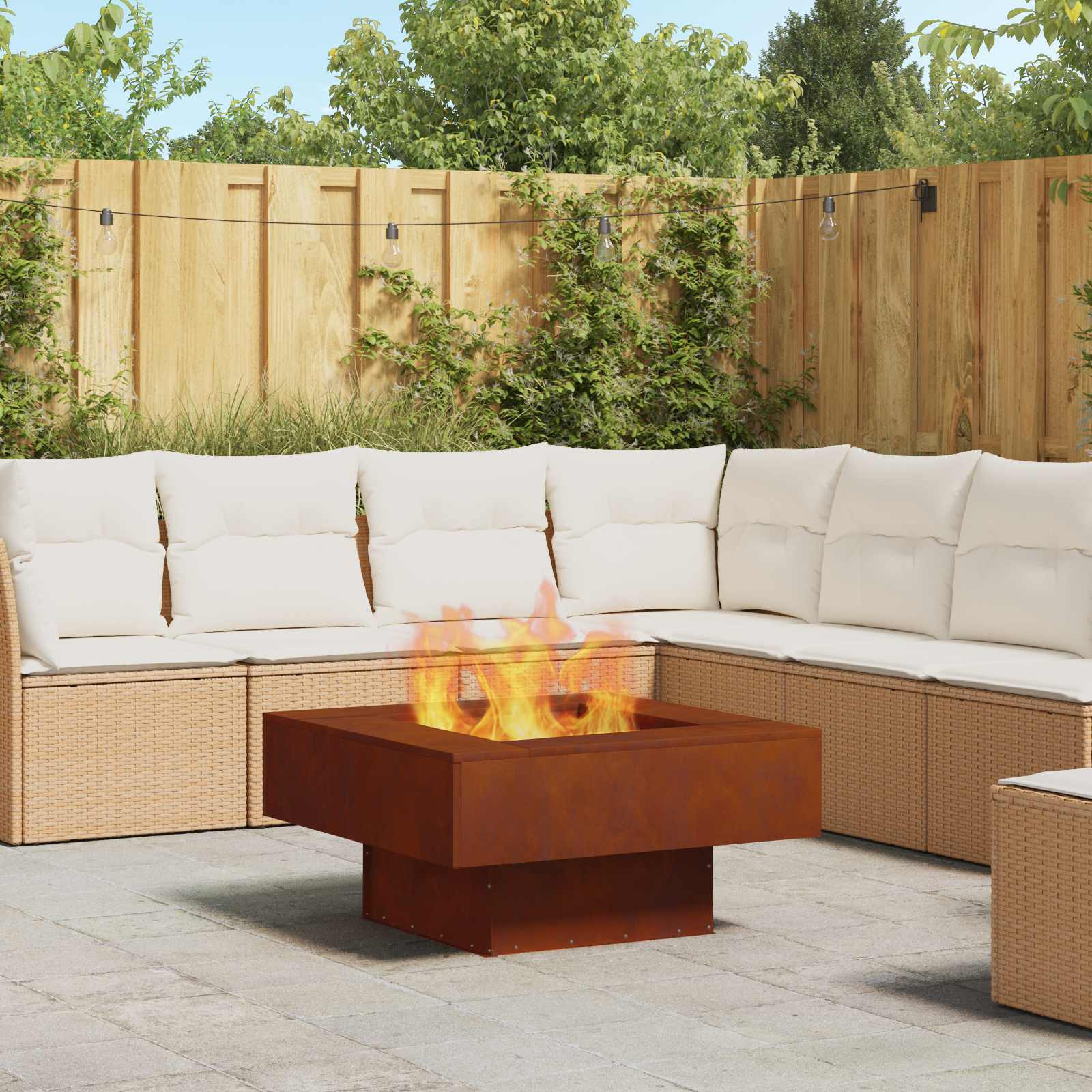 vidaXL Feuerstelle Rostig 80 x 80 x 40 cm Wetterfeststahl