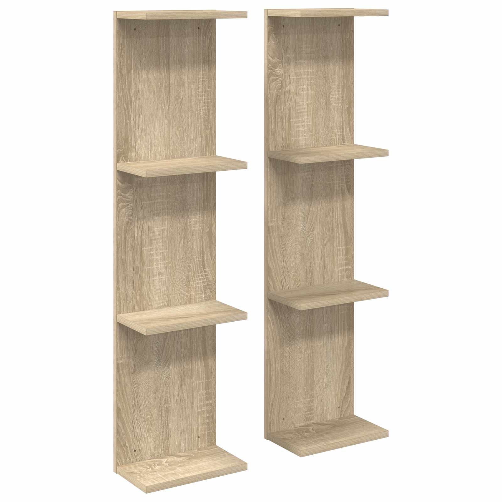 vidaXL Wandregal 2 pcs Sonoma-Eiche 25 x 15 x 100 cm Holzwerkstoff