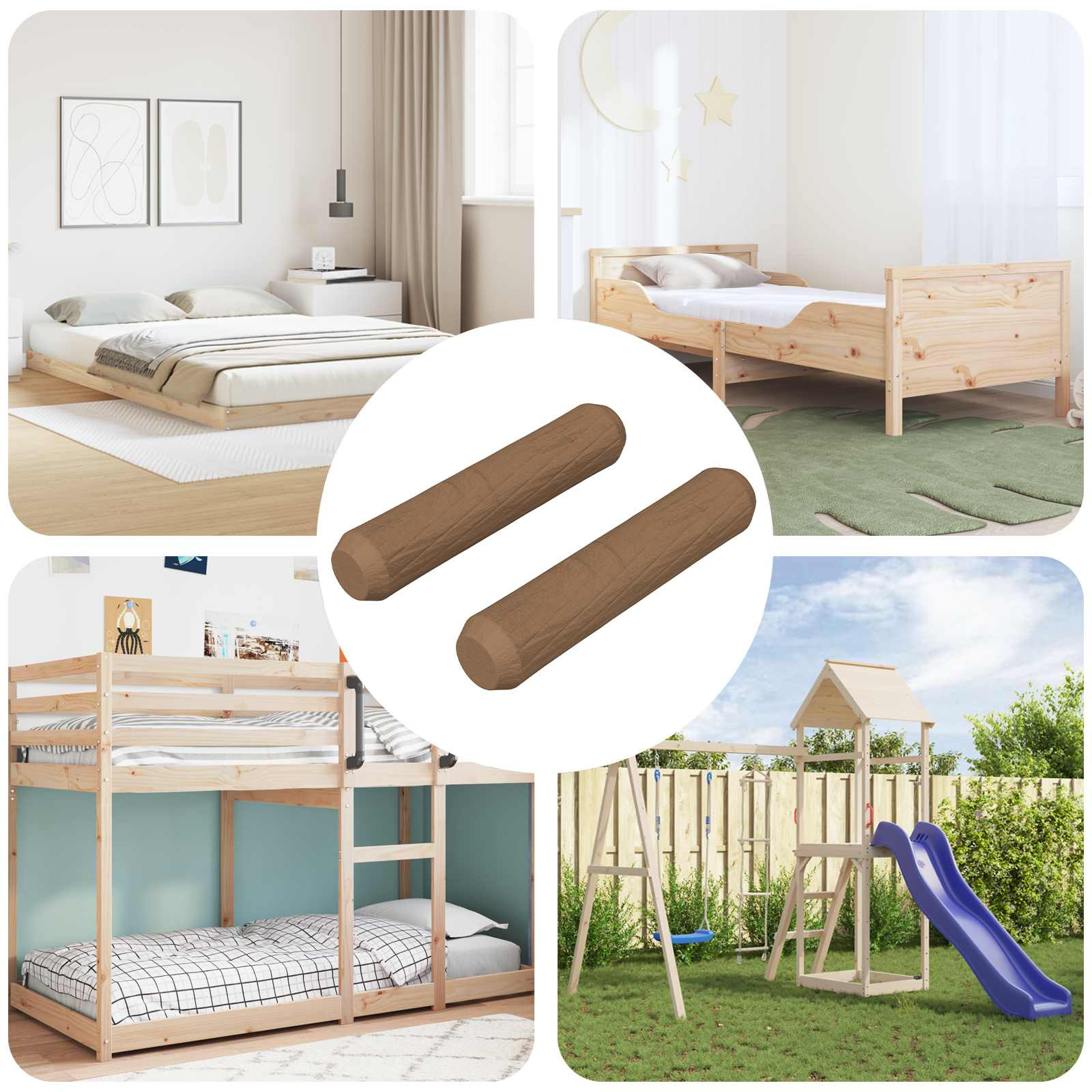 vidaXL Holzdübel 2 pcs Braun Ø 8 x 35 mm Massivholz