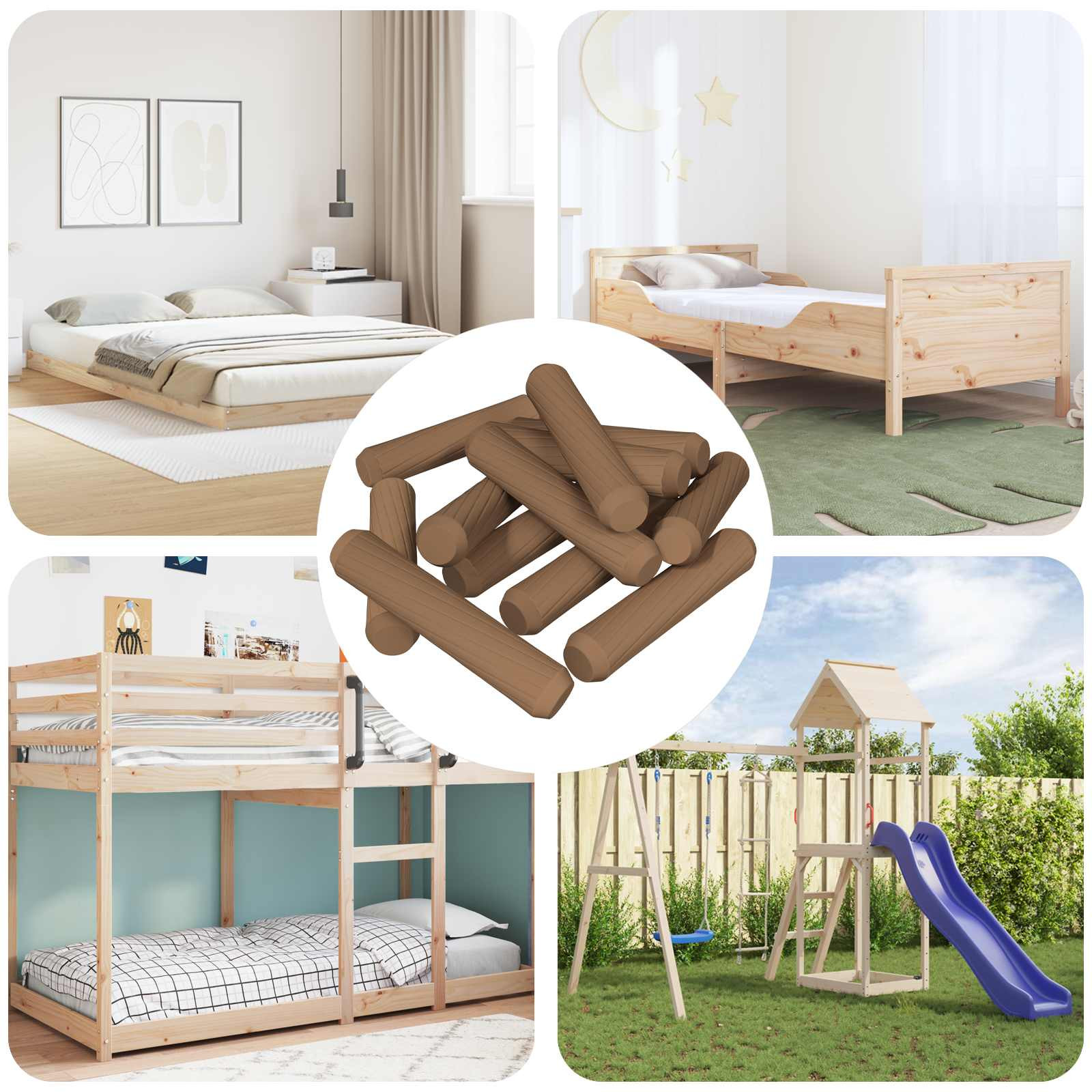 vidaXL Holzdübel 12 pcs Braun Ø 8 x 35 mm Massivholz