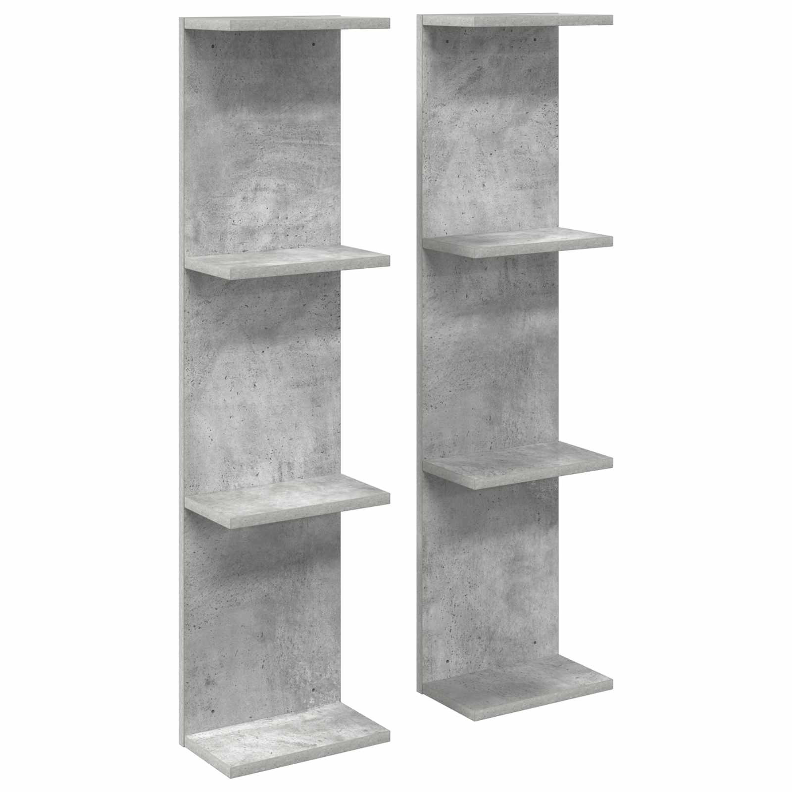vidaXL Wandregal 2 pcs Betongrau 25 x 15 x 100 cm Holzwerkstoff