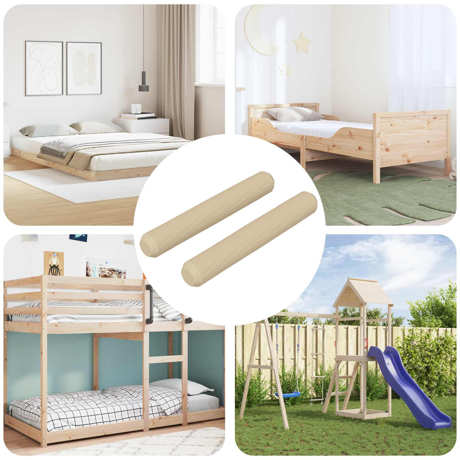 vidaXL Holzdübel 2 pcs Braun Ø 8 x 50 mm Massivholz