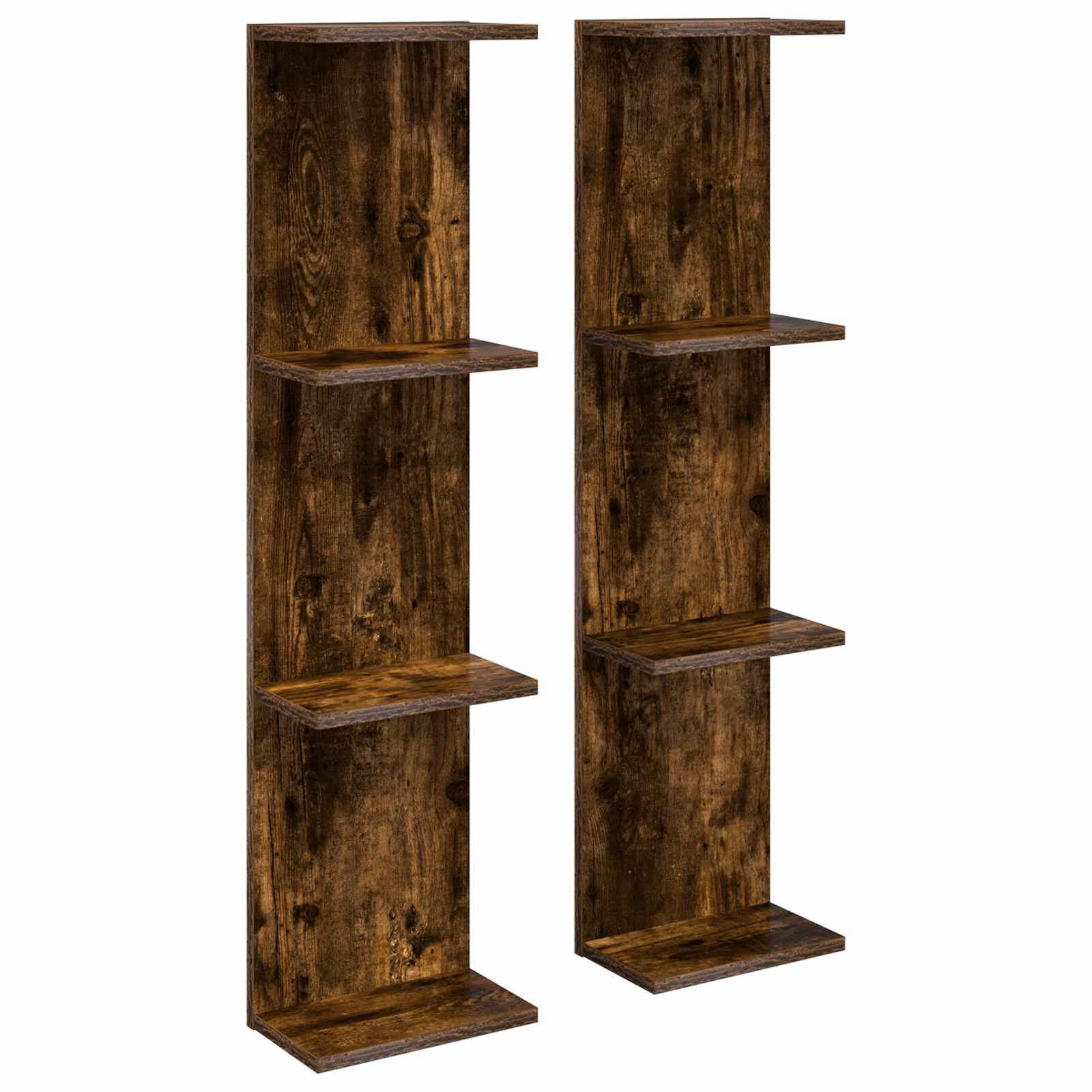 vidaXL Wandregal 2 pcs Raucheiche 25 x 15 x 100 cm Holzwerkstoff