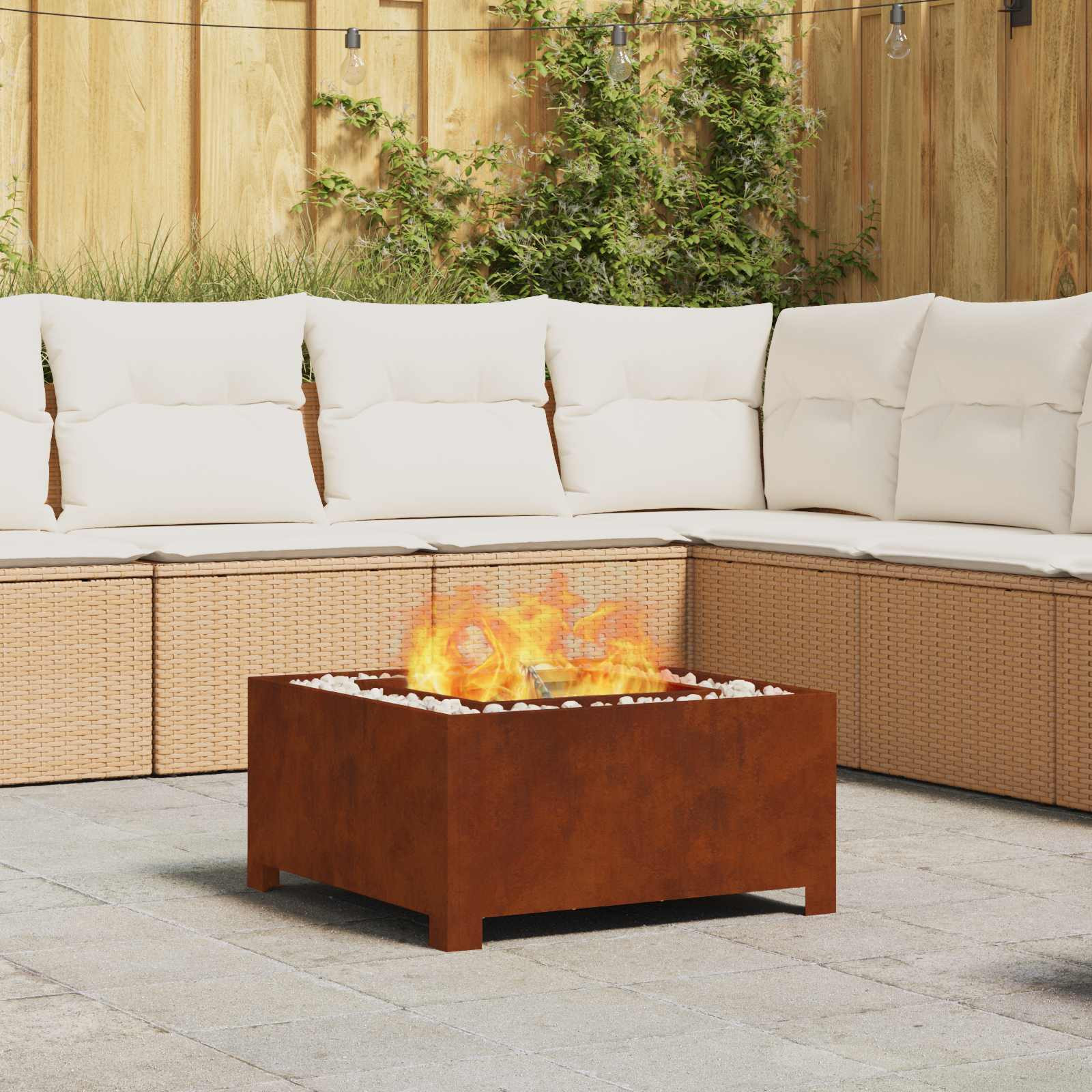 vidaXL Feuerstelle Rostig 60 x 60 x 30 cm Wetterfeststahl