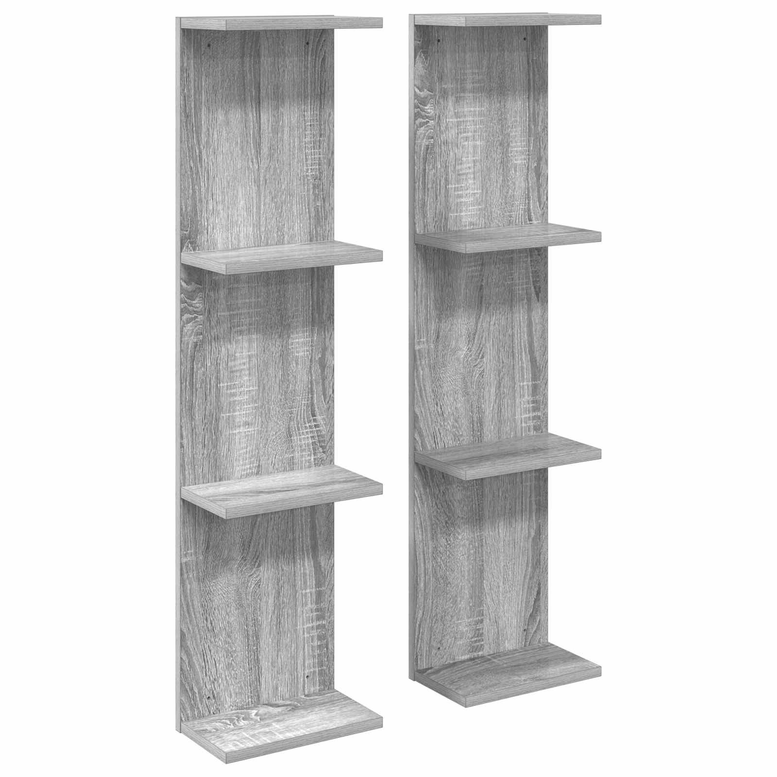 vidaXL Wandregal 2 pcs Sonoma-Grau 25 x 15 x 100 cm Holzwerkstoff