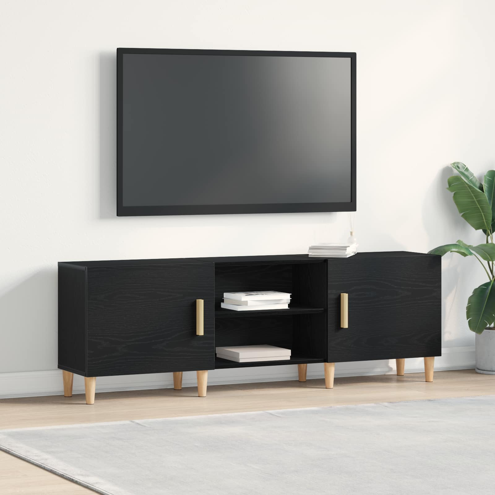 vidaXL TV-Schränk Schwarz Eichen-Optik 150 x 30 x 50 cm Holzwerkstoff