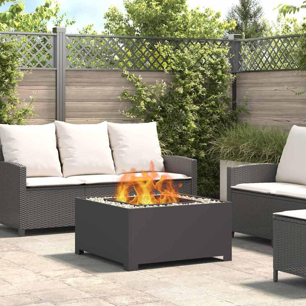 vidaXL Feuerstelle Schwarz 80 x 80 x 40 cm Wetterfeststahl