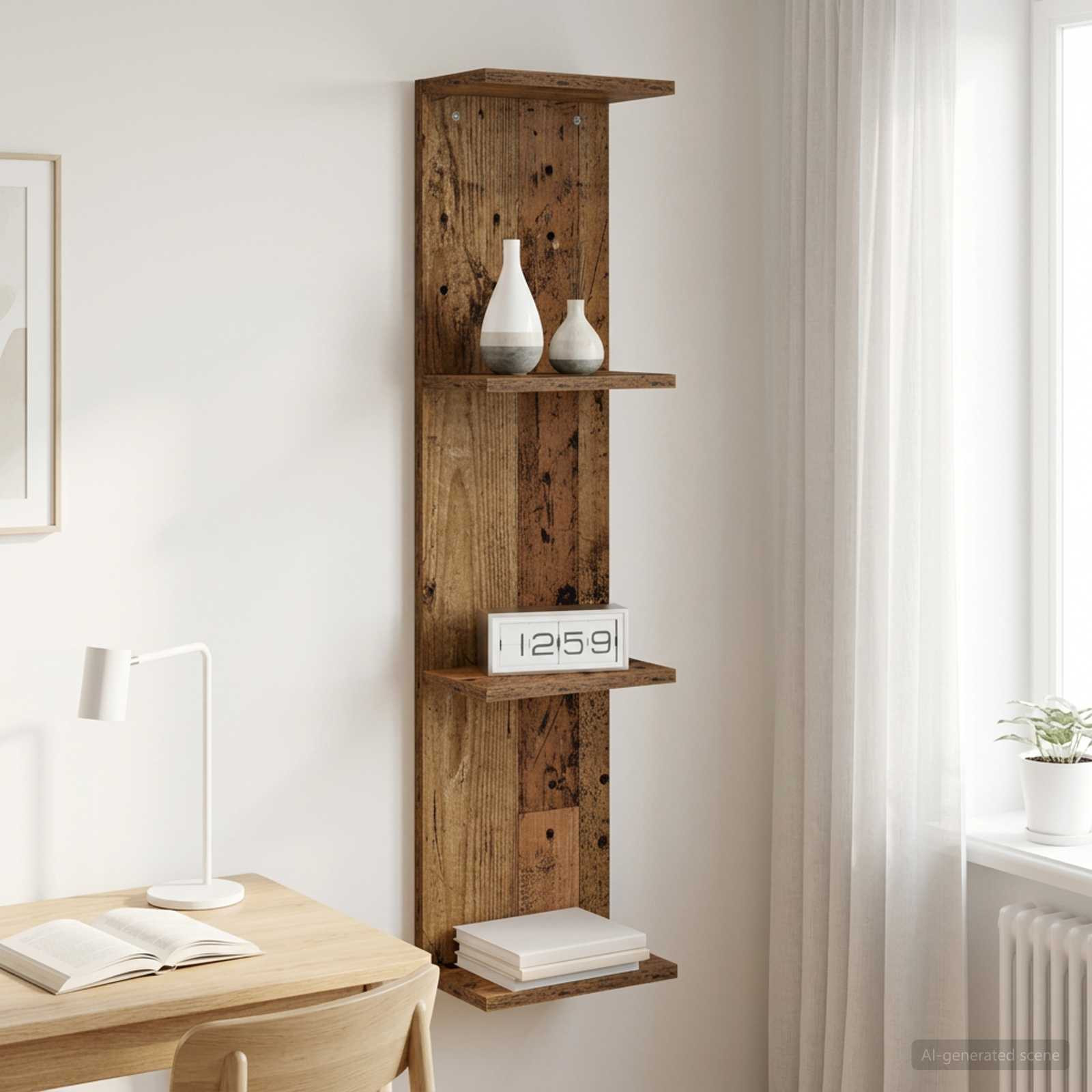 vidaXL Wandregal Altholz 25 x 15 x 100 cm Holzwerkstoff