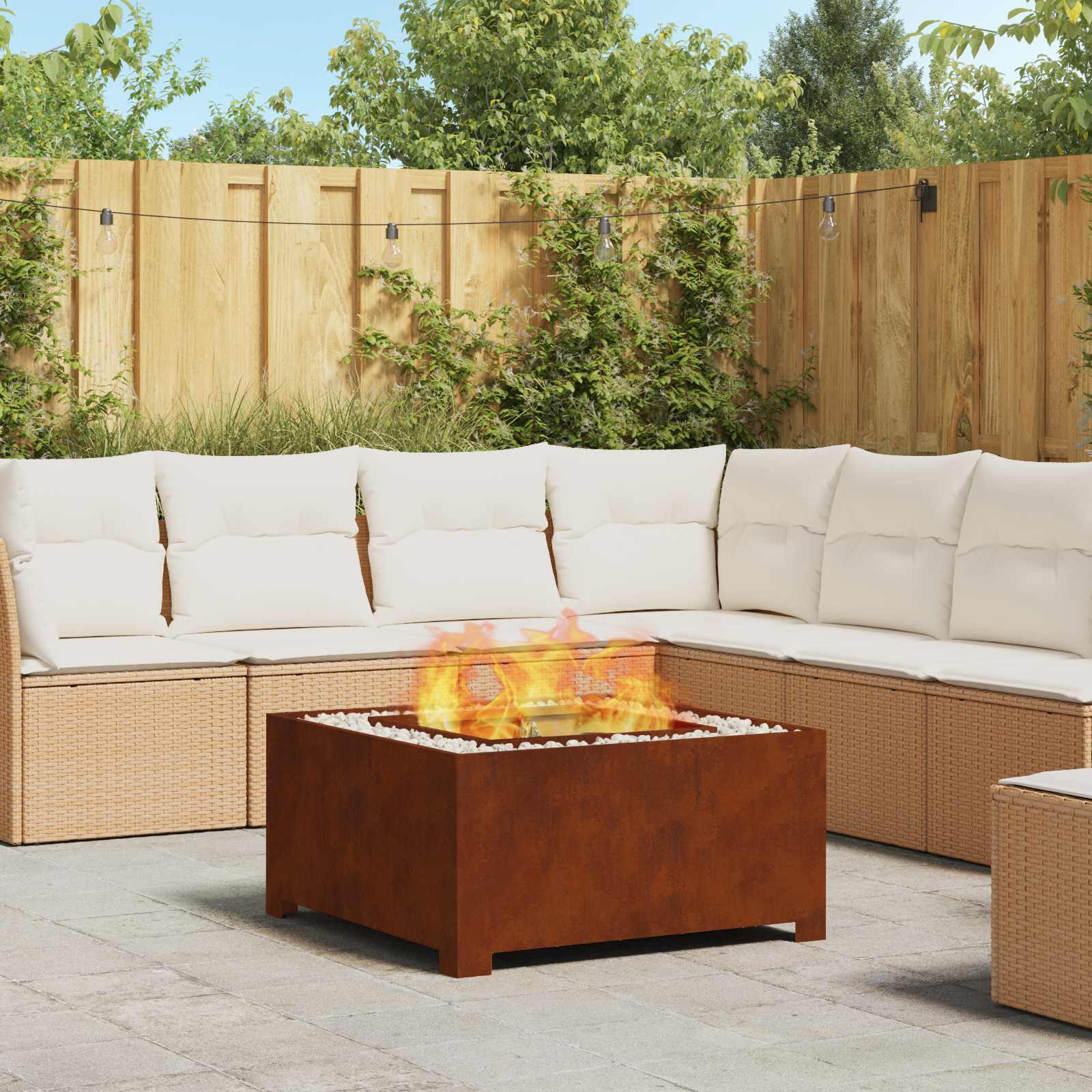 vidaXL Feuerstelle Rostig 80 x 80 x 40 cm Wetterfeststahl
