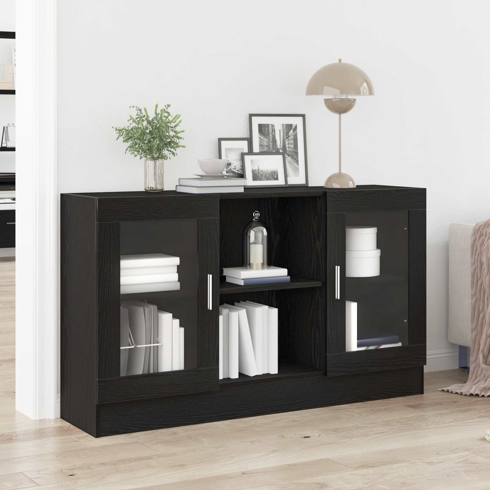 vidaXL Sideboard Schwarz Eichen-Optik 120 x 30,5 x 70 cm Holzwerkstoff