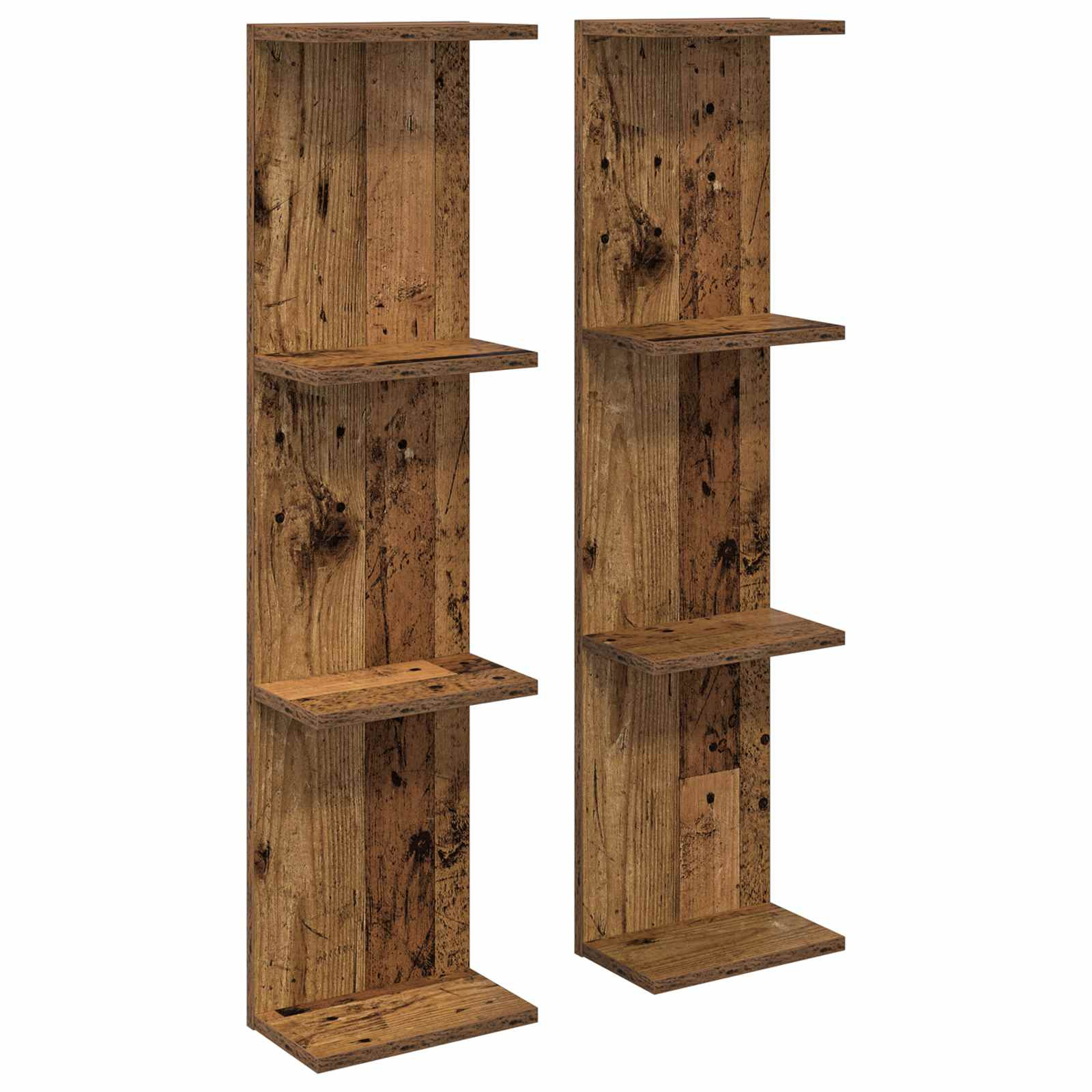 vidaXL Wandregal 2 pcs Altholz 25 x 15 x 100 cm Holzwerkstoff