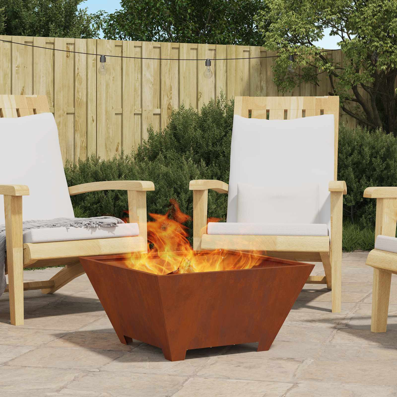 vidaXL Feuerstelle Braun 60 x 60 x 30 cm Wetterstahl