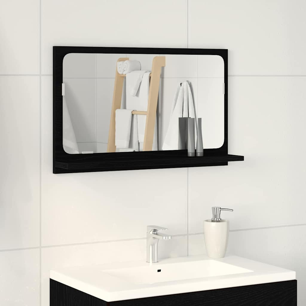 vidaXL Spiegelablage mit Regal Schwarz Eichen-Optik 60 x 10,5 x 37 cm