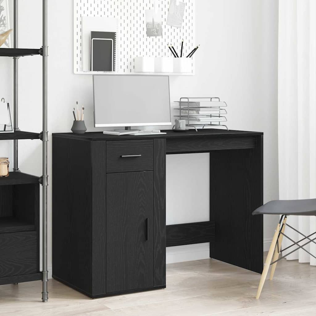 vidaXL Schreibtisch mit Speicher Schwarz Eichen-Optik 100 x 49 x 74 cm