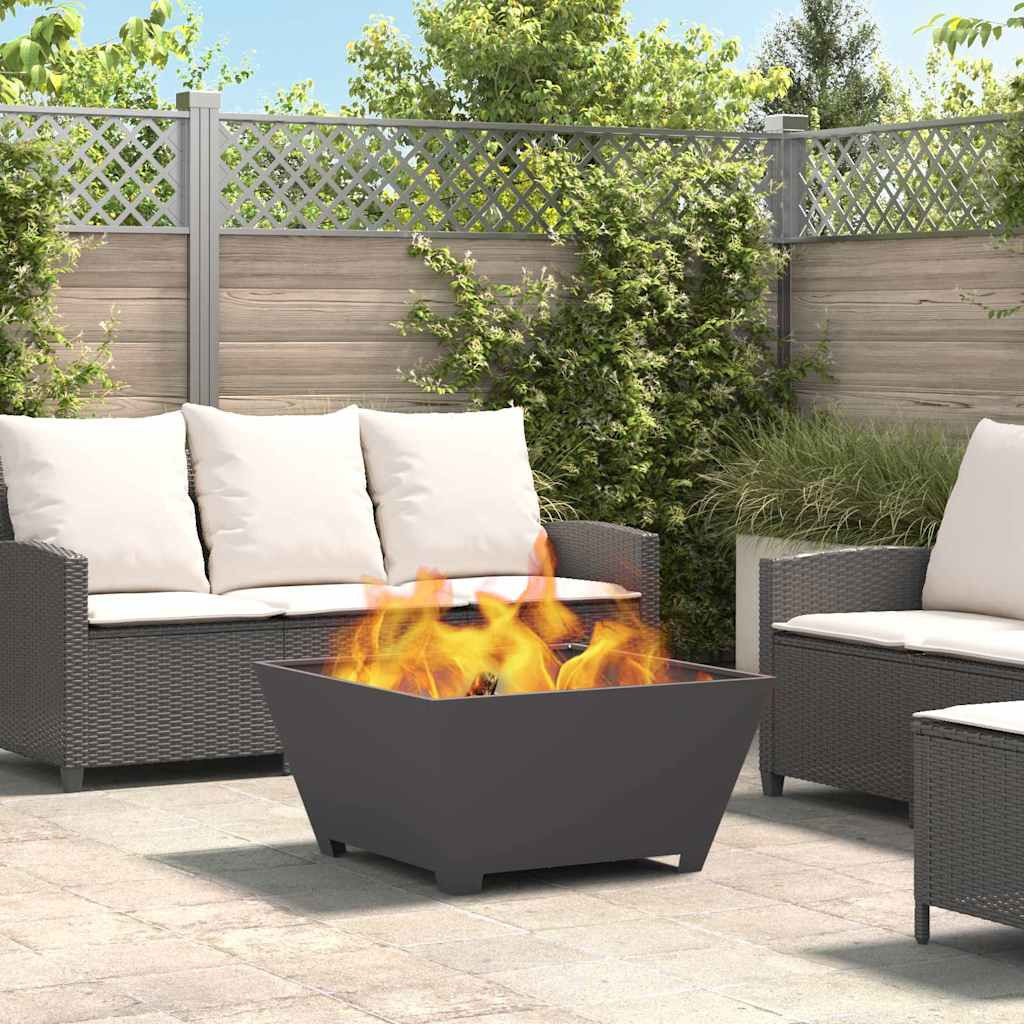 vidaXL Feuerstelle Schwarz 80 x 80 x 40 cm Wetterfeststahl