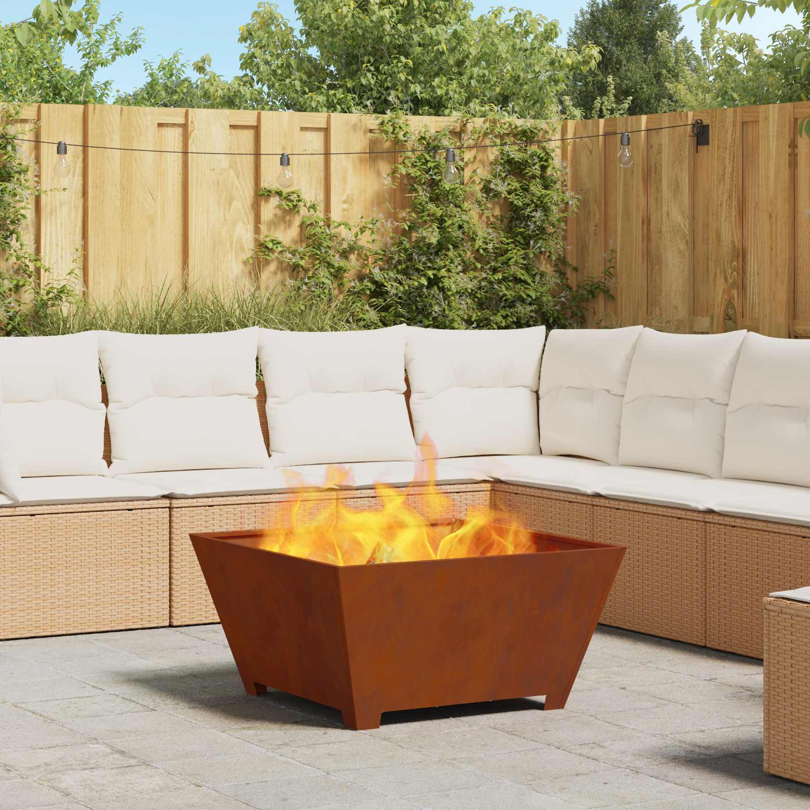 vidaXL Feuerstelle Rostig 80 x 80 x 40 cm Wetterfeststahl