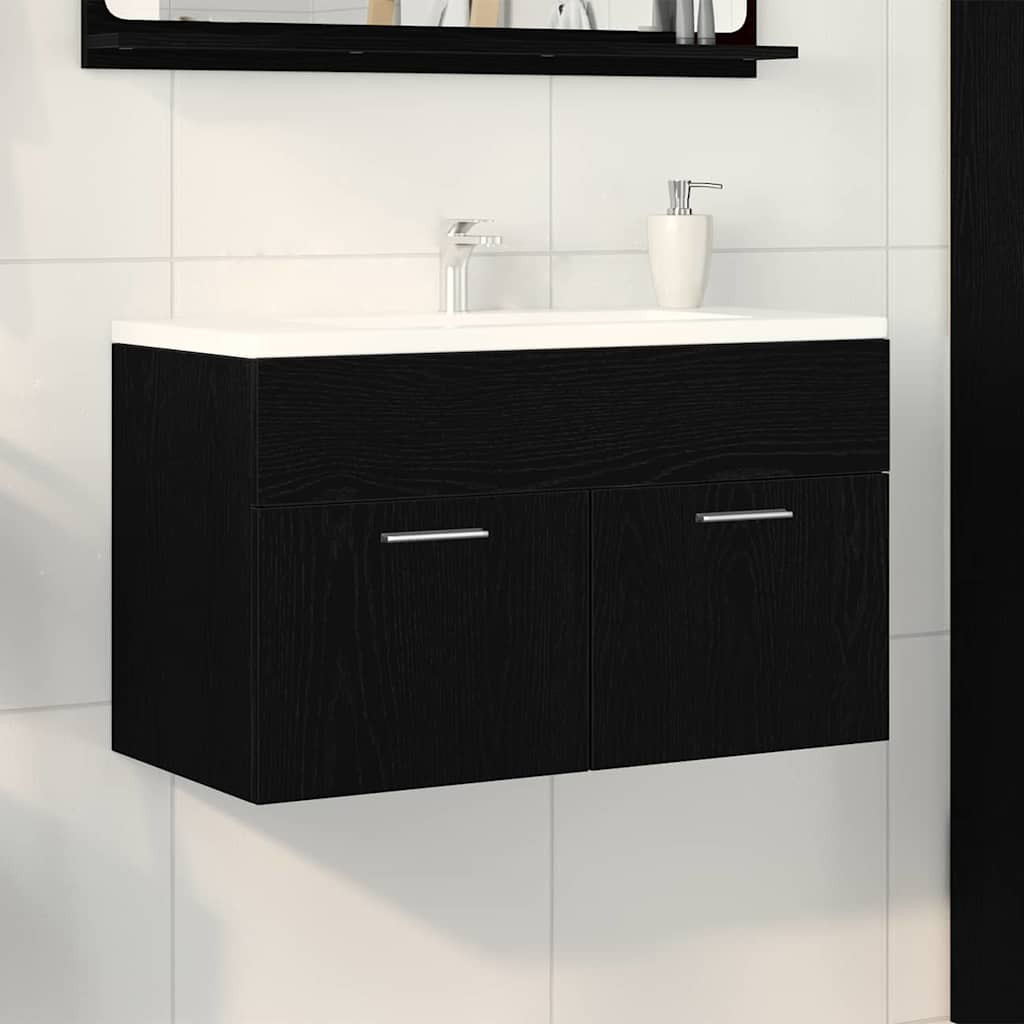 vidaXL Waschbeckenunterschrank Schwarz Eichen-Optik 38,5 x 100 x 46 cm