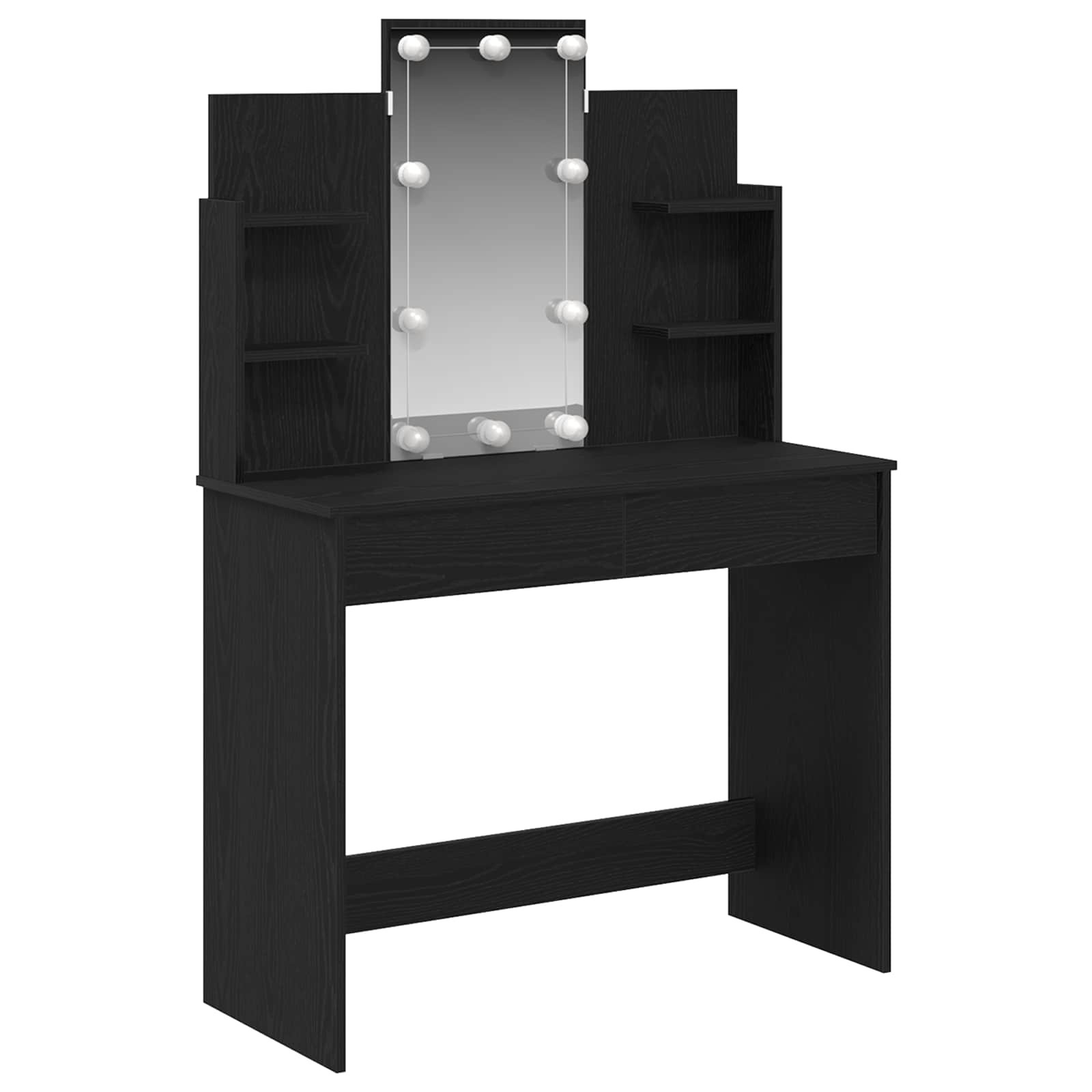 vidaXL Schminktisch mit Regal Schwarz Eichen-Optik 96 x 39 x 142 cm