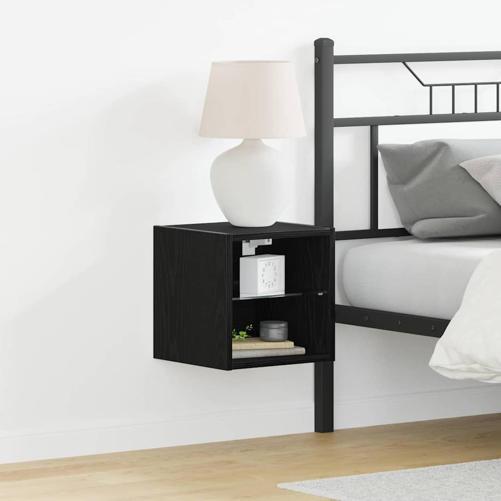 vidaXL LED Wand Nachttischschrank Schwarz 30 x 28,5 x 30 cm