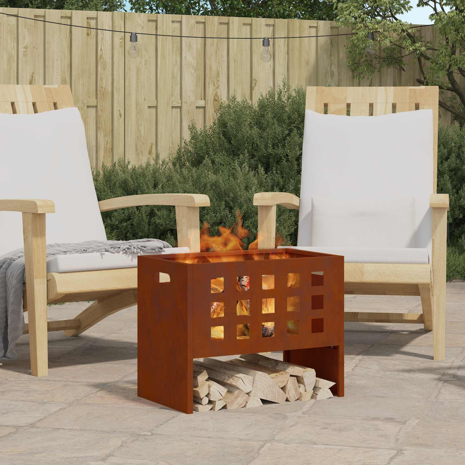 vidaXL Feuerstelle Braun 50 x 30 x 40 cm Stahl