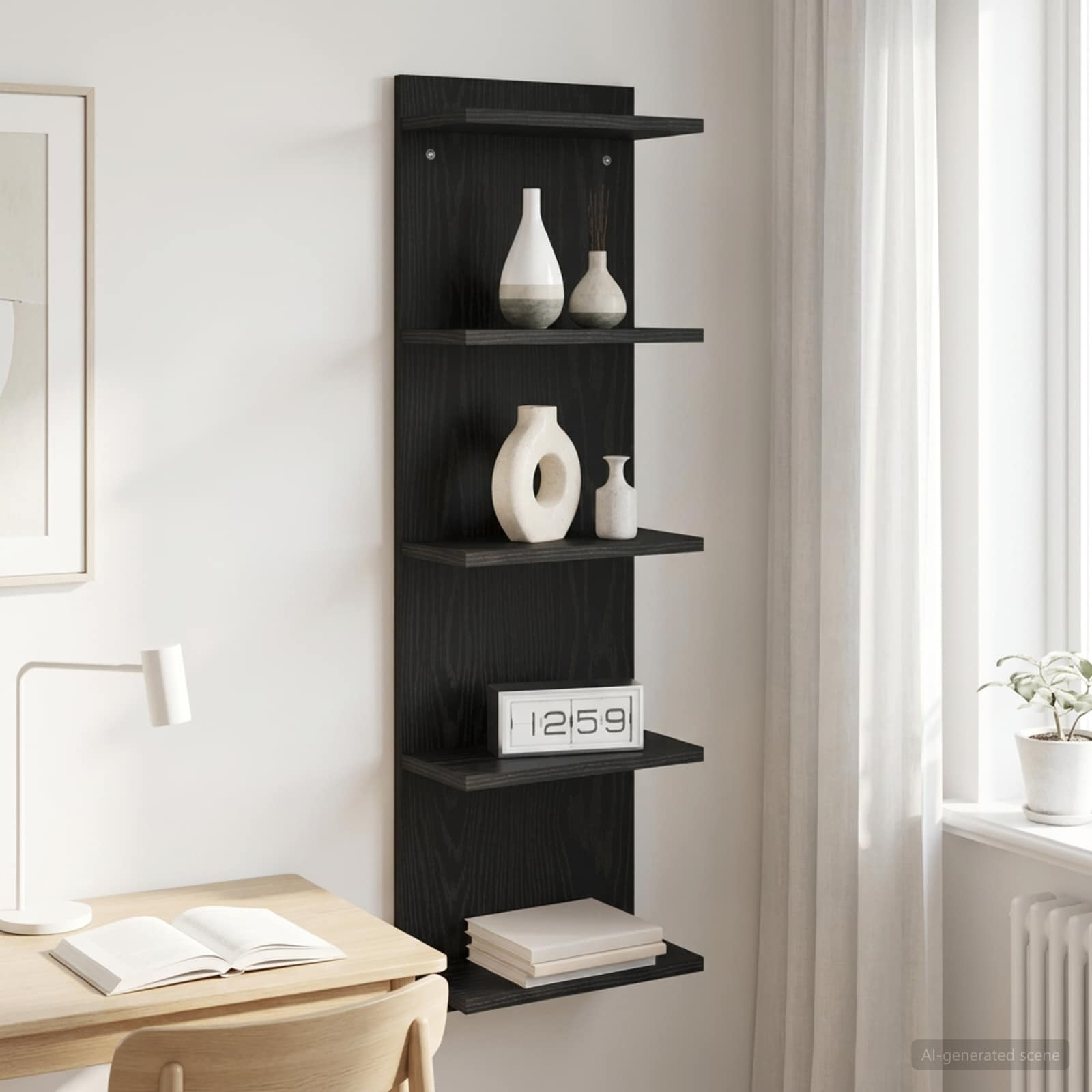 vidaXL Wandregal Schwarze Eiche 30 x 15 x 100 cm Holzwerkstoff
