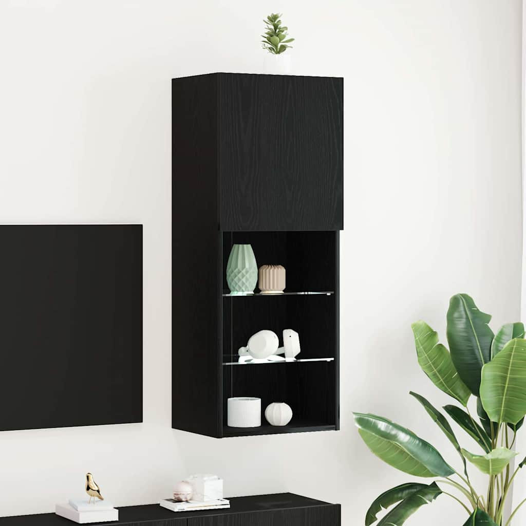 vidaXL TV-Schrankset mit LED Schwarz Eichen-Optik 40,5 x 30 x 102 cm