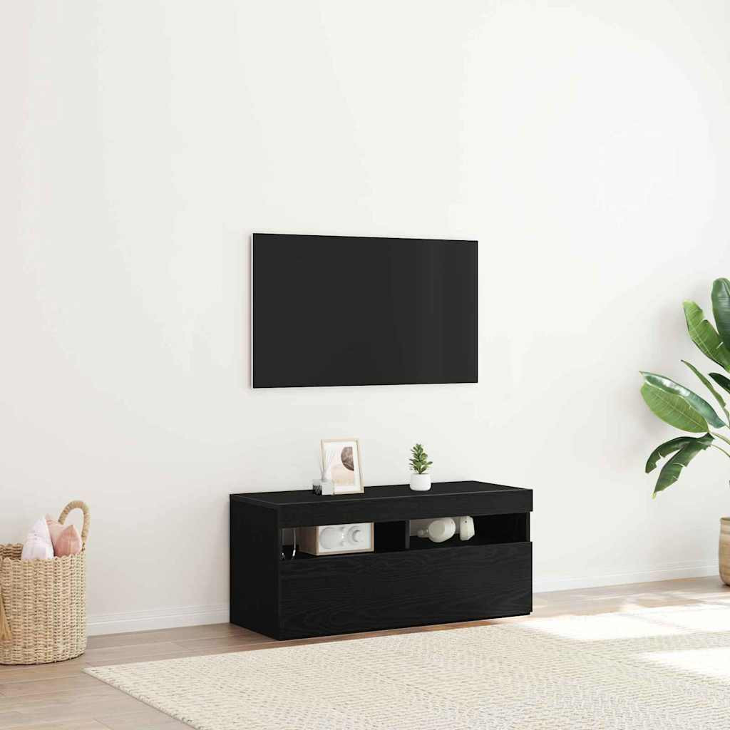 vidaXL TV-Schränk Schwarz Eichen-Optik 90 x 35 x 40 cm Holzwerkstoff