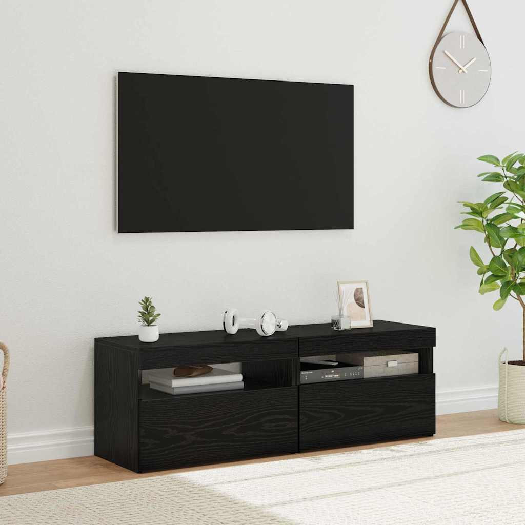 vidaXL TV-Schränk mit LED 2 pcs Schwarz Eichen-Optik 60 x 35 x 40 cm