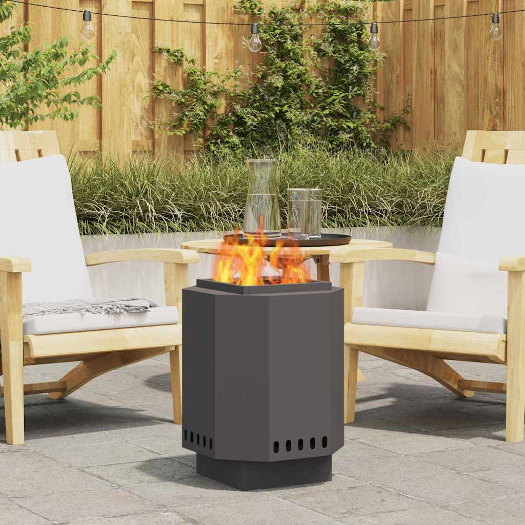 vidaXL Rauchfreie Feuerstelle Schwarz 38 x 38 x 51 cm Wetterfeststahl