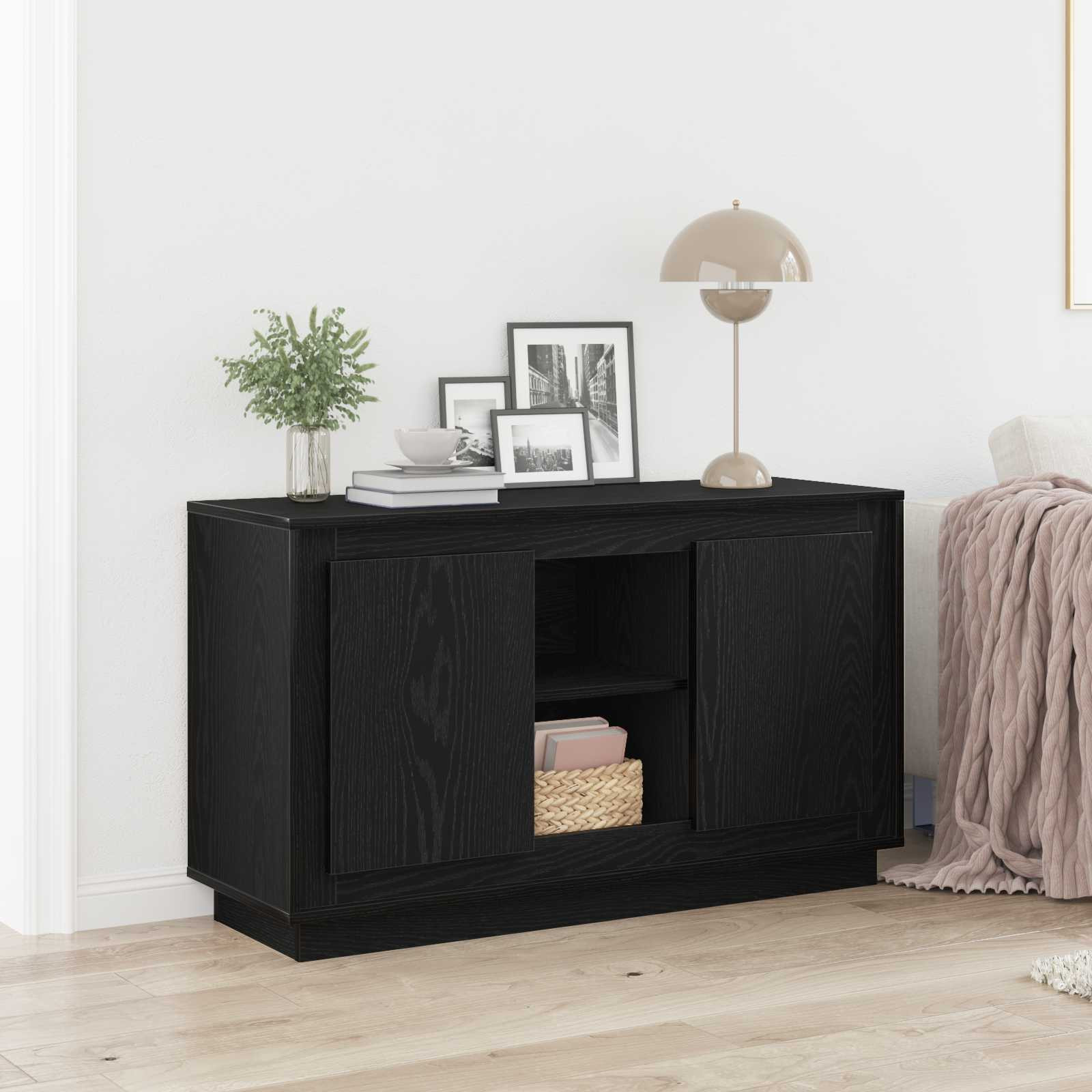 vidaXL Sideboard Schwarz Eichen-Optik 102 x 35 x 60 cm Holzwerkstoff