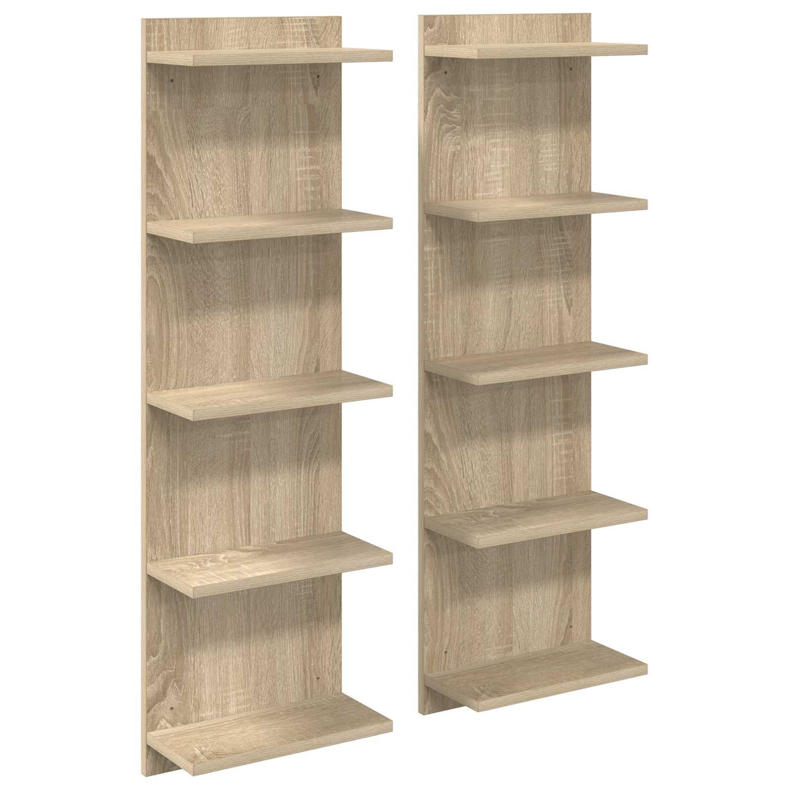 vidaXL Wandregal 2 pcs Sonoma-Eiche 30 x 15 x 100 cm Holzwerkstoff