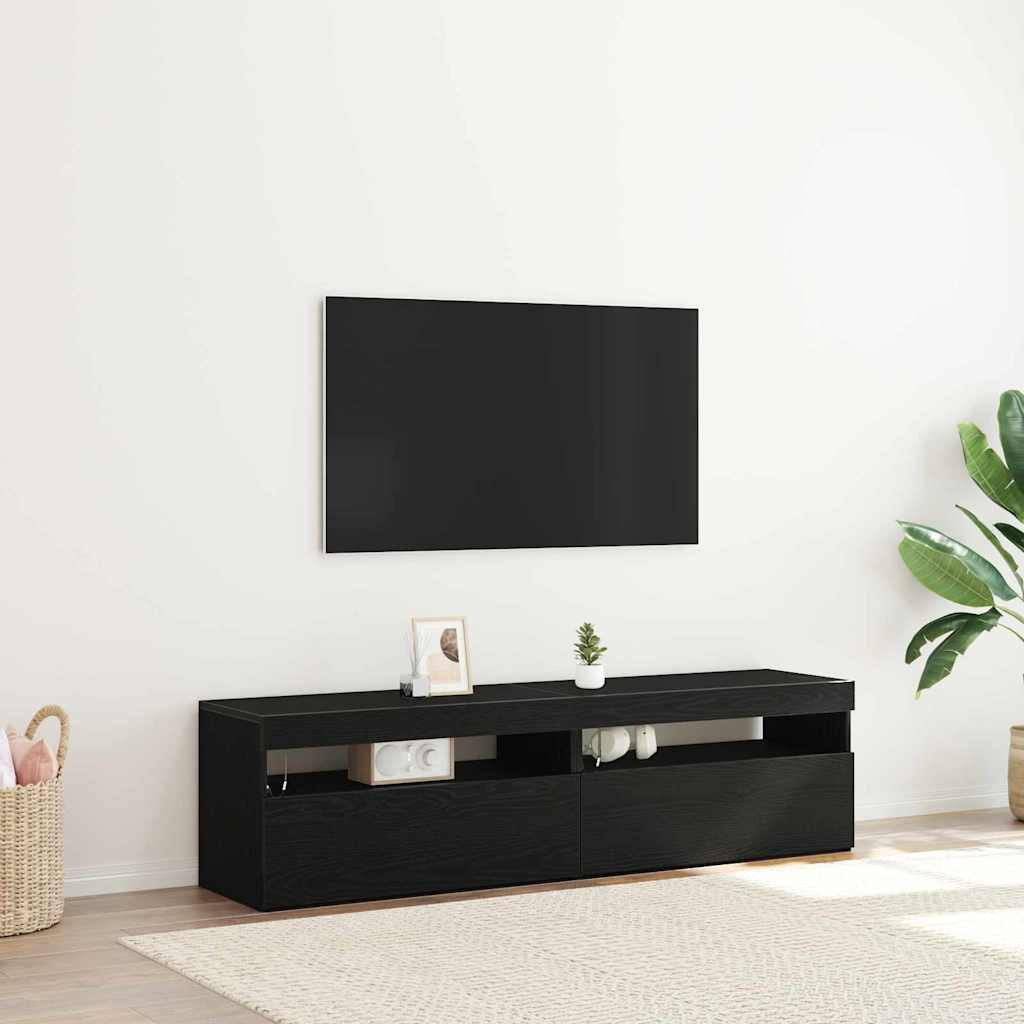 vidaXL TV-Schränk mit LED 2 pcs Schwarz Eichen-Optik 75 x 35 x 40 cm