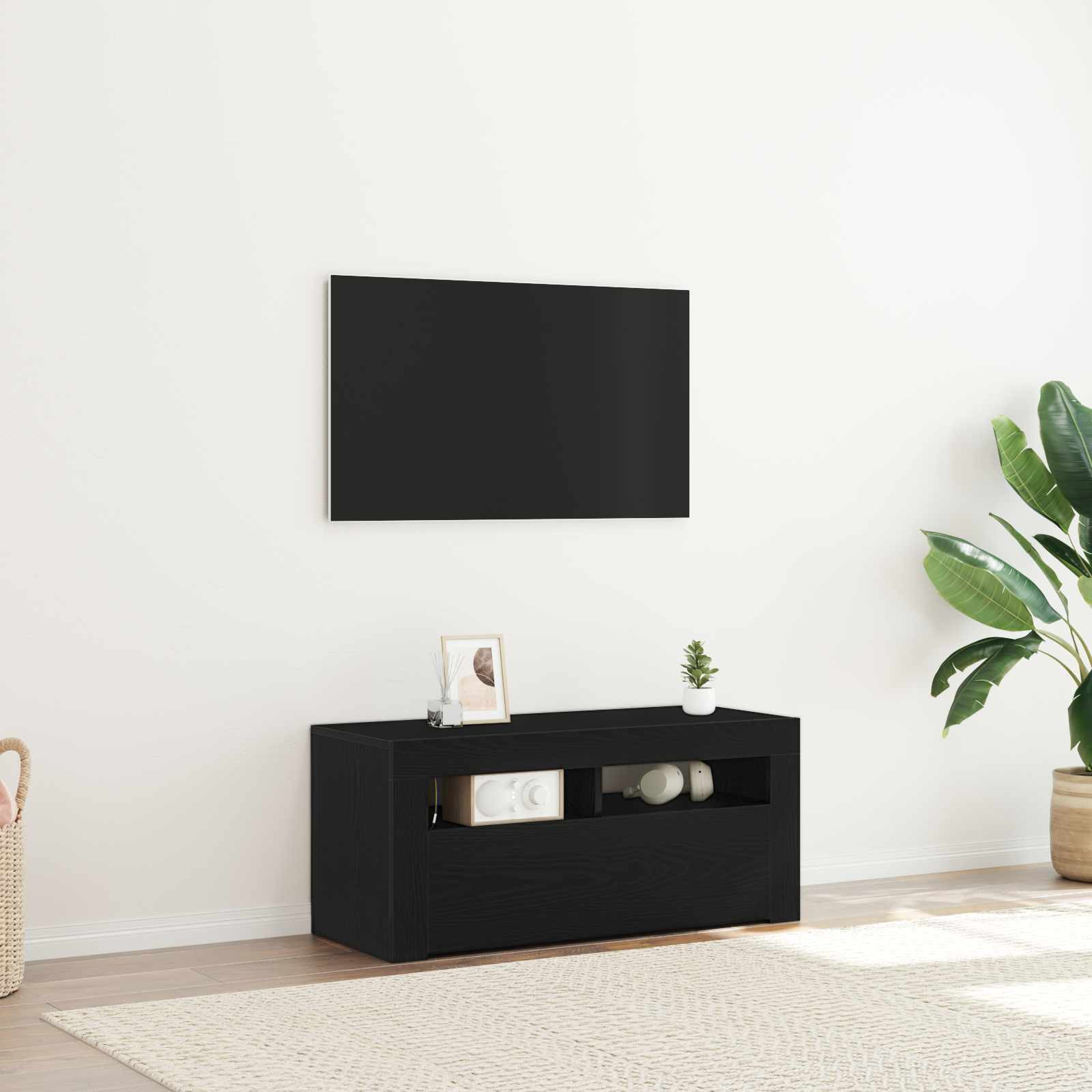 vidaXL TV-Schränk Schwarz Eichen-Optik 90 x 35 x 40 cm Holzwerkstoff