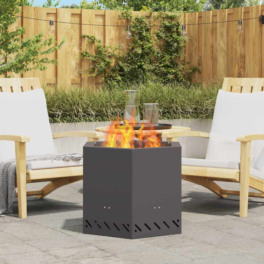 vidaXL Rauchfreie Feuerstelle Schwarz 58 x 58 x 51 cm Wetterfeststahl