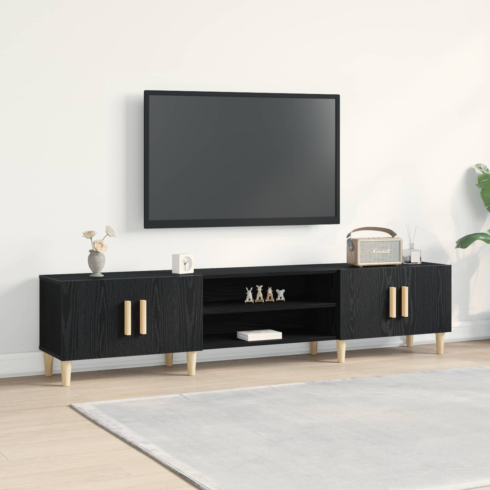 vidaXL TV-Schränk Schwarz Eichen-Optik 180 x 31,5 x 40 cm