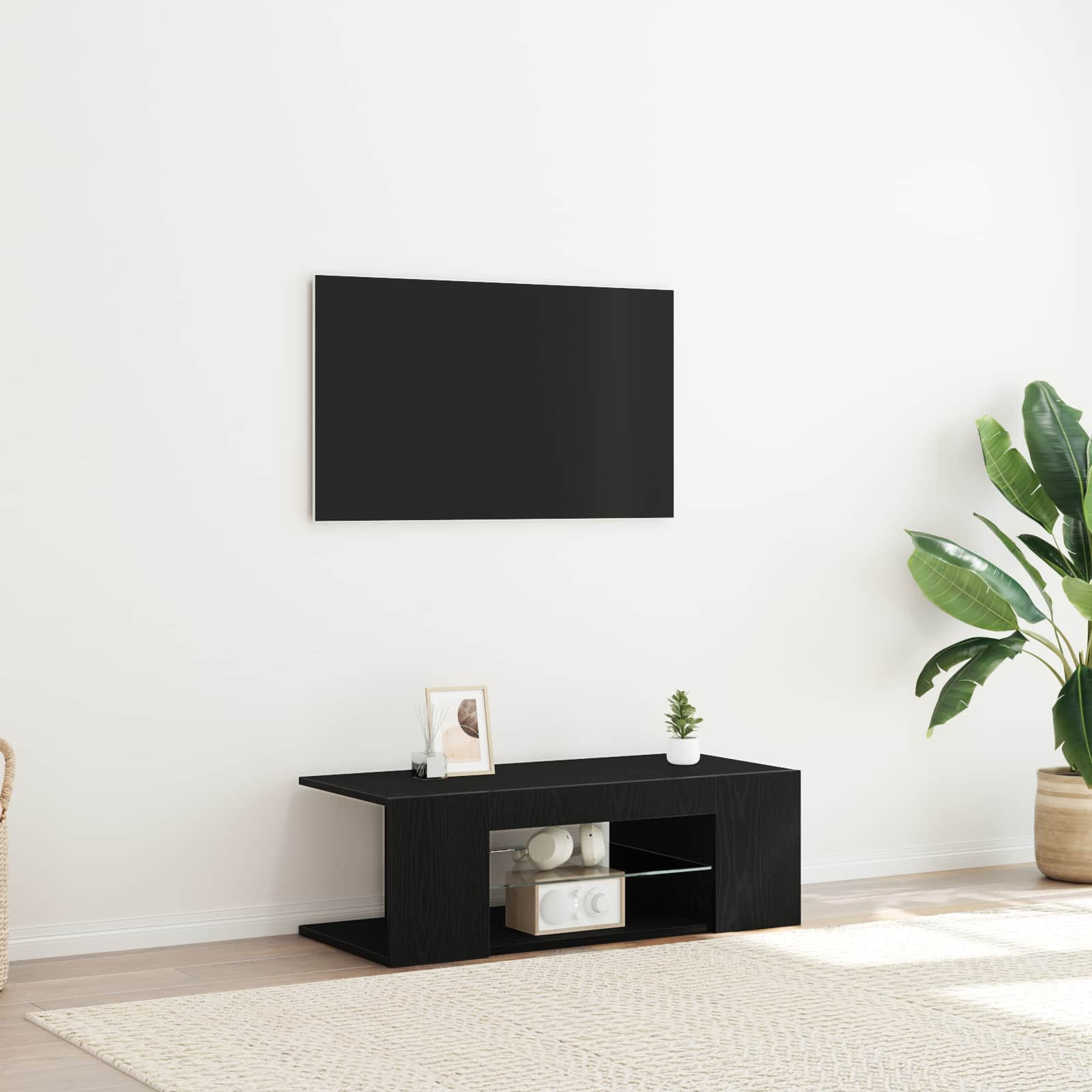 vidaXL TV-Schränk Schwarz Eichen-Optik 90 x 39 x 30 cm Holzwerkstoff