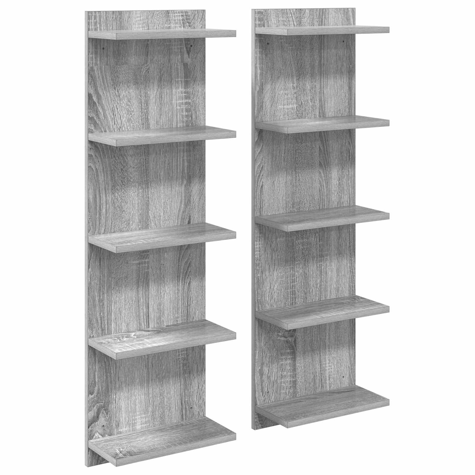 vidaXL Wandregal 2 pcs Sonoma-Grau 30 x 15 x 100 cm Holzwerkstoff