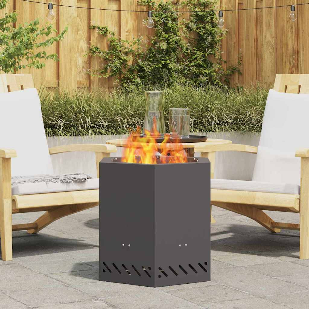 vidaXL Rauchfreie Feuerstelle Schwarz 48 x 48 x 51 cm Wetterfeststahl