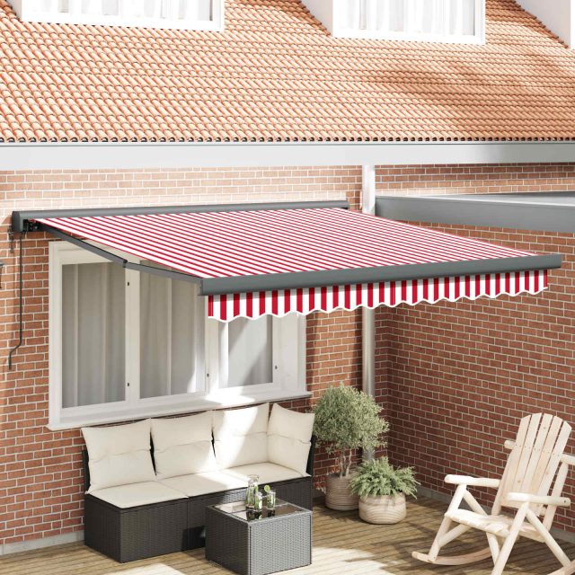 vidaXL Ausziehbare Markise Rot und Weiß 350 x 250 x 165 cm