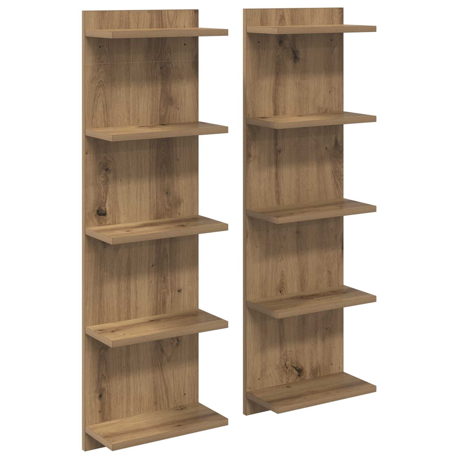 vidaXL Wandregal 2 pcs Artisan-Eiche 30 x 15 x 100 cm Holzwerkstoff