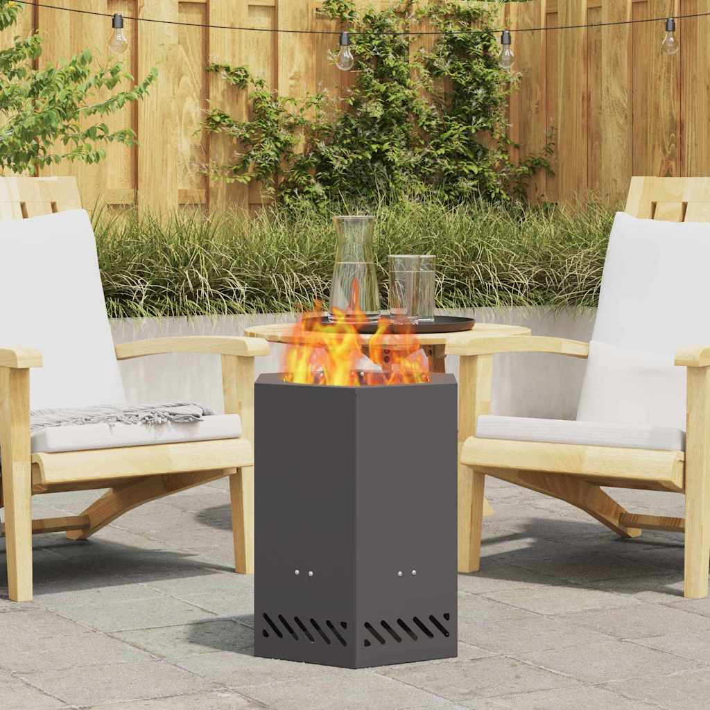 vidaXL Rauchfreie Feuerstelle Schwarz 38 x 38 x 51 cm Wetterfeststahl