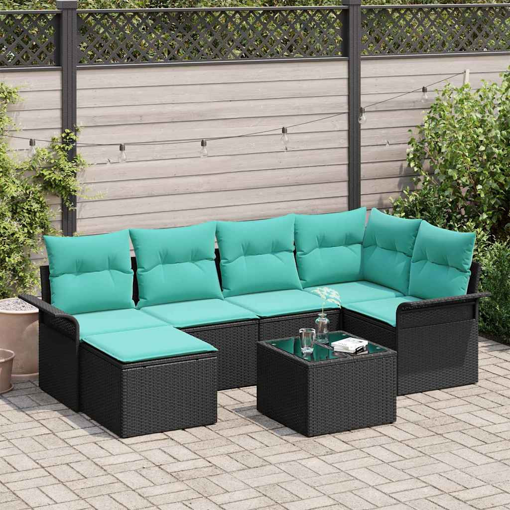 vidaXL Gartensofa-set mit Kissen Schwarz Poly-Rattan