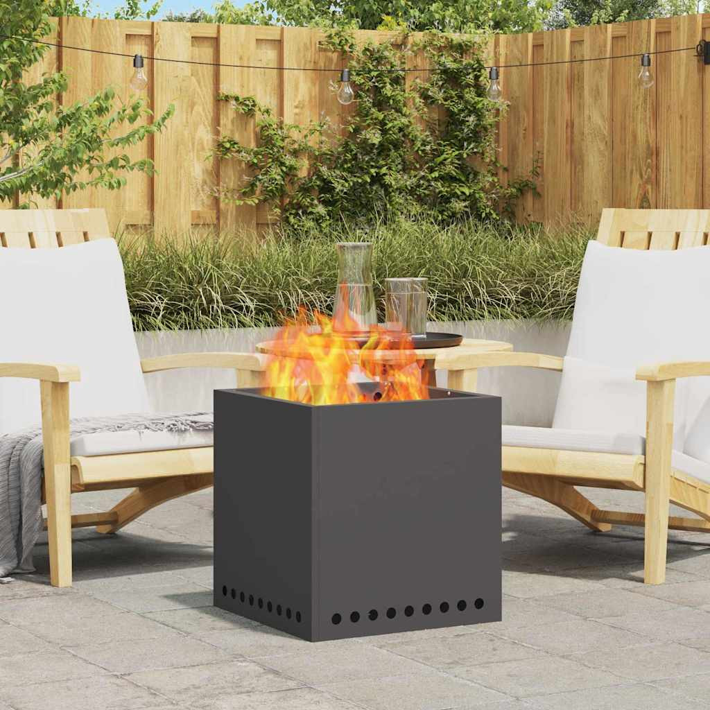 vidaXL Rauchfreie Feuerstelle Schwarz 48 x 48 x 50 cm Wetterfeststahl