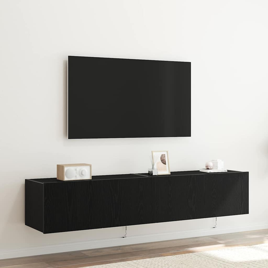 vidaXL TV-Wandschrank 2 pcs Schwarz Eichen-Optik 80 x 35 x 31 cm