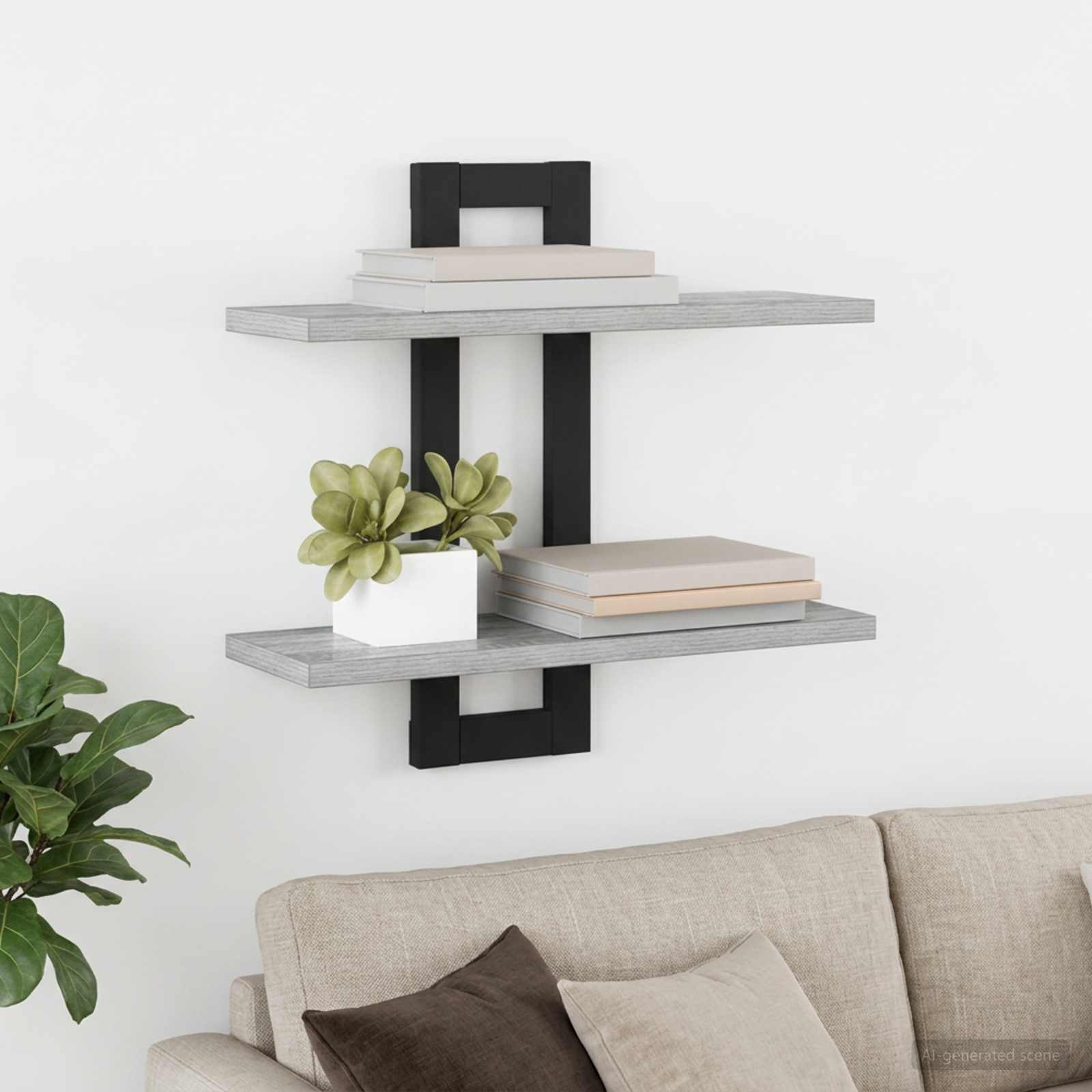 vidaXL Schweberegale Sonoma-Grau 40 x 15 x 40 cm Holzwerkstoff