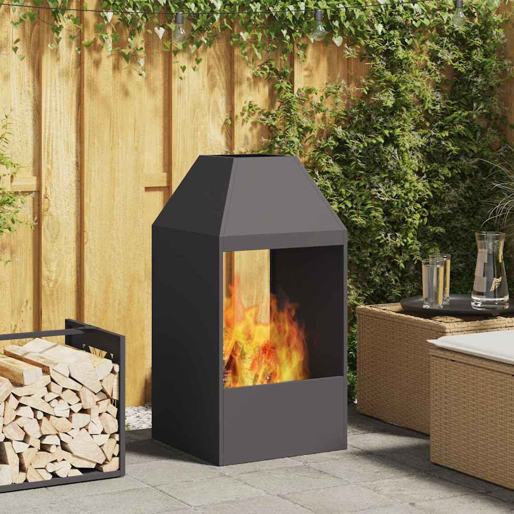 vidaXL Feuerstelle Schwarz 50 x 50 x 100 cm Wetterfeststahl