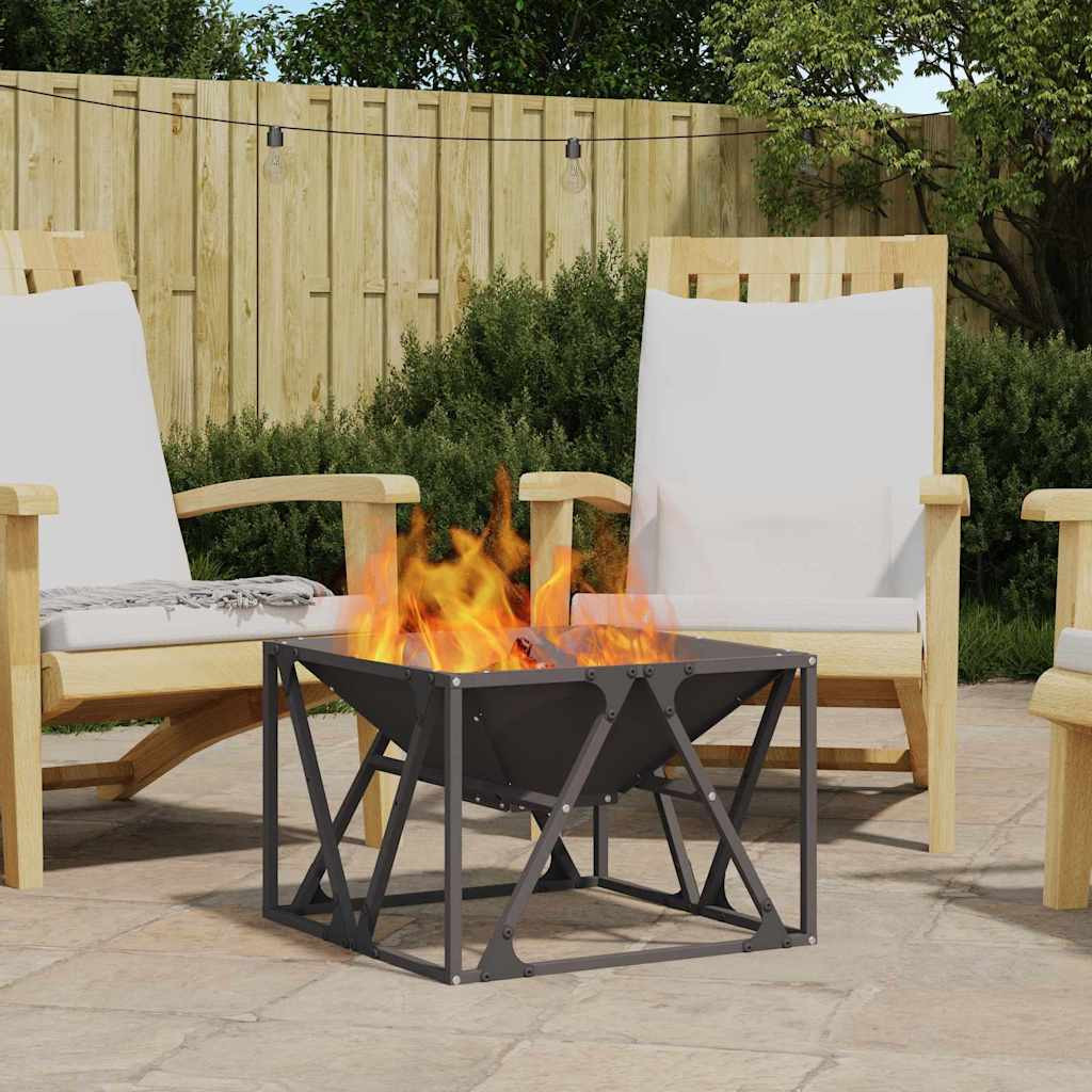 vidaXL Feuerstelle Schwarz 50 x 50 x 35 cm Wetterfeststahl